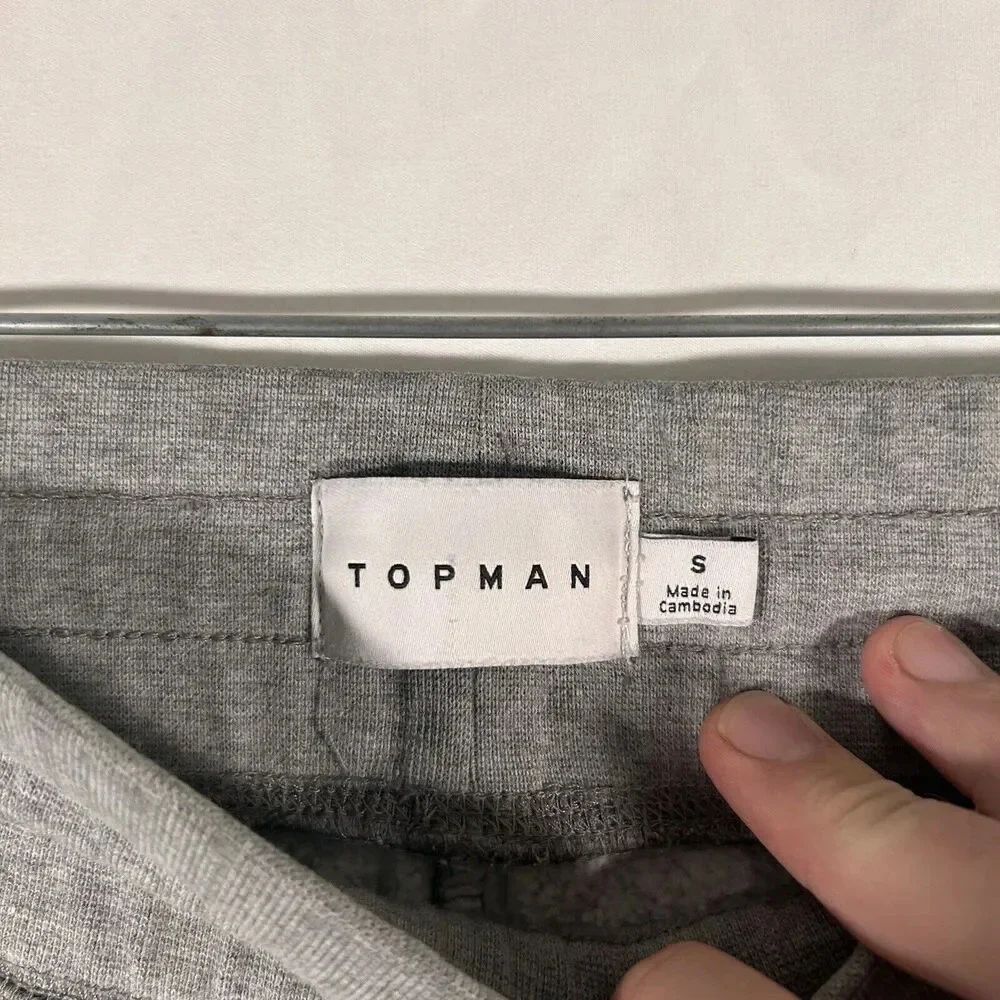 Topman Sweatpants Men's Small Grey Pull On Drawstring Pockets Elastic Waist